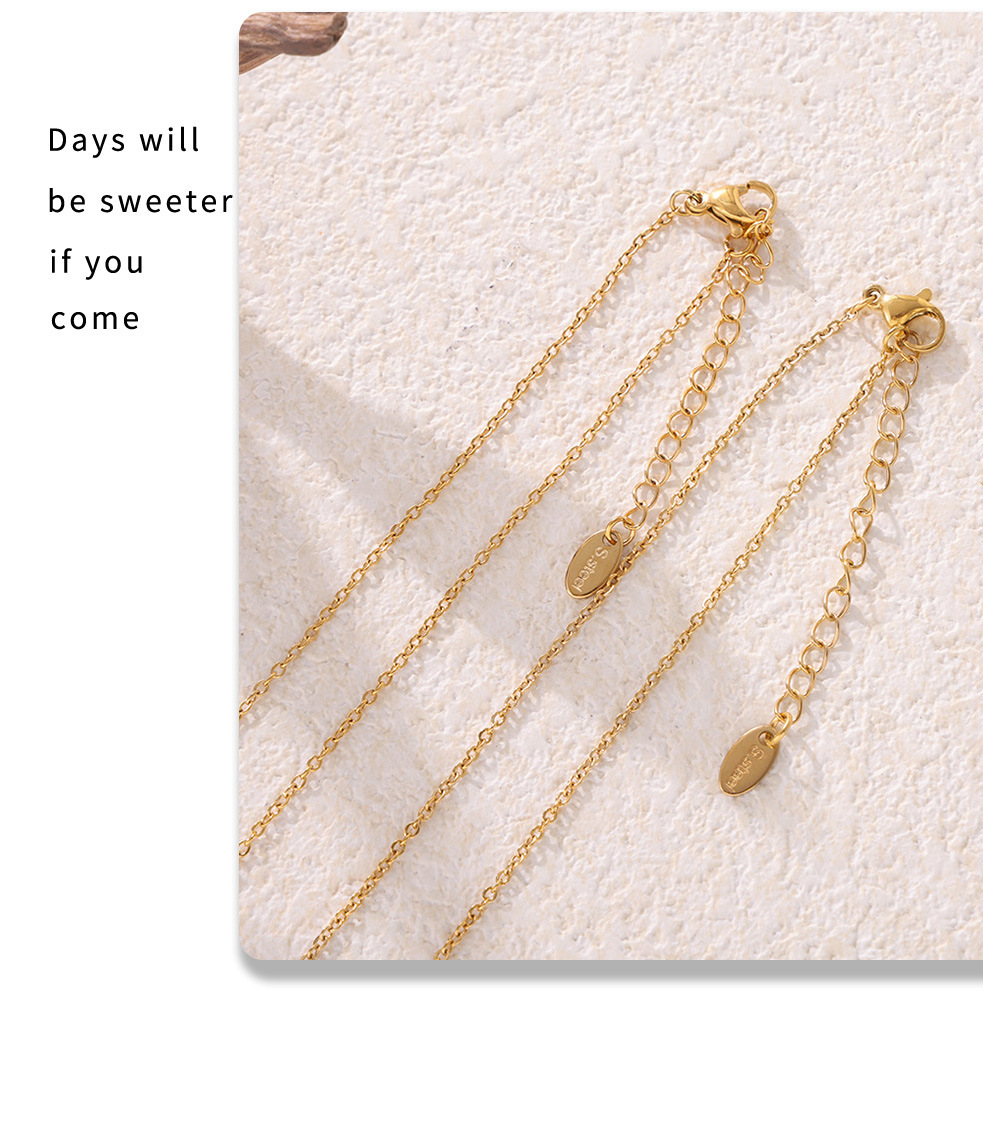 Square Sugar Ins Heart-shaped Handmade Zircon Double Layered Collarbone Necklace Bracelet Set Titanium Steel PVD Electroplating Color Preservation_voghion.com