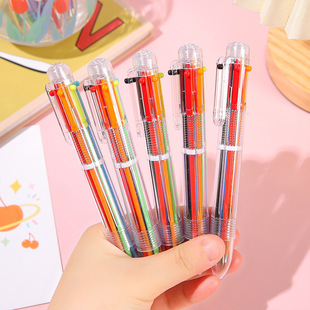 Creative cute cartoon multi-color 6-color ballpoint pen press pen color oil pen stationery kindergarten Stationery Gift