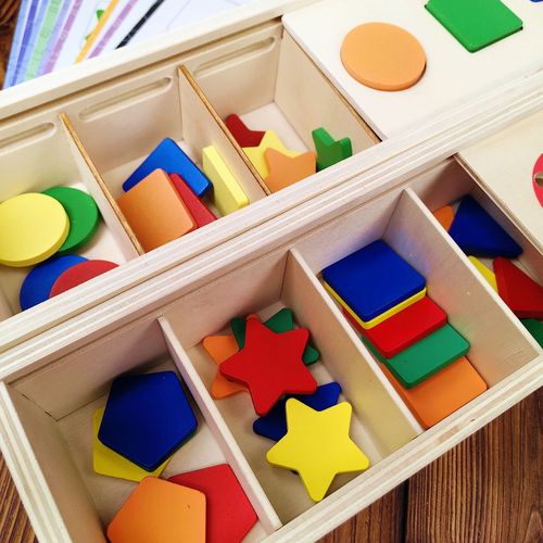 Child Montessori Early Education Color Shape Matching Box Logical Thinking Training Coin Baby Cognitive Educational Toy