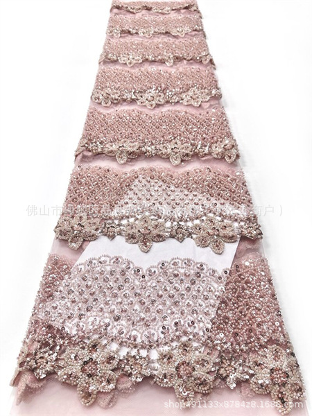 Nuevo estereoscópico 3D decalco manual cuentas tubo bordado tela de moda europea y americana vestido de boda vestido de cena tela