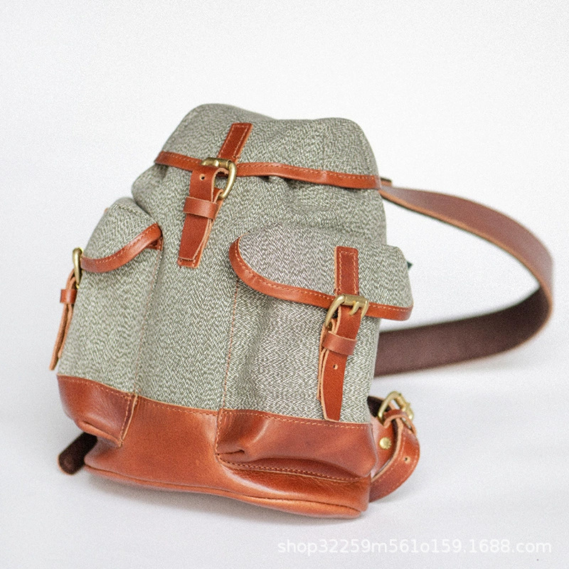 Classic Mini Women's Bag Swiss Retro Mini Pepper and Salt Genuine Leather Backpack Handmade Designer Crossbody