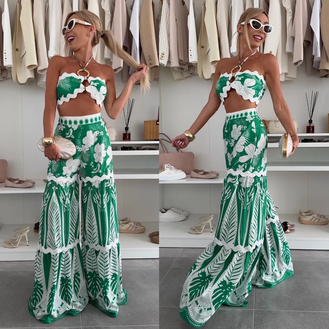 Europe and the United States cross-border 2025 AliExpress Amazon independent station casual fashion linen sexy lace beach pants suit