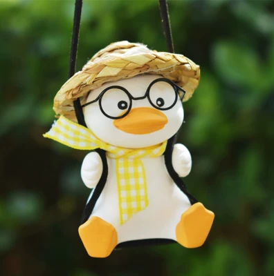 duck pendant car internet red | Car hanging - empty-glasses-scarf-duck-fat-version