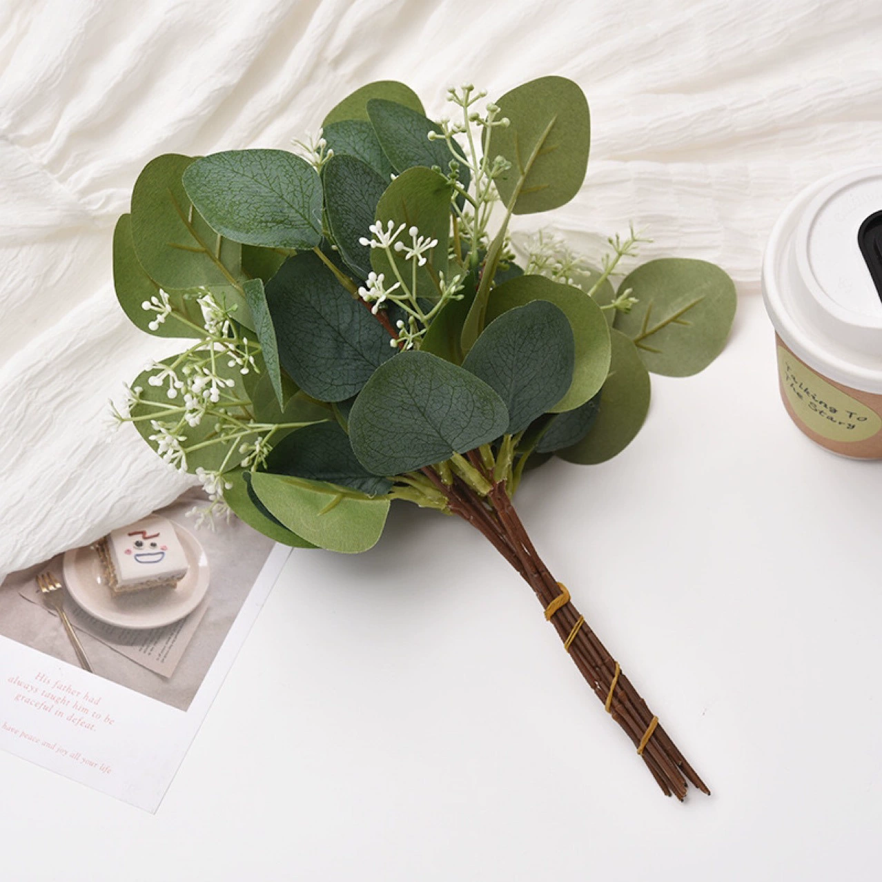 Искусственный цветок лист эвкалипта трансграничная Цветочная композиция украшение обеденного стола лист эвкалипта Цельный с имитацией фруктов эвкалипта