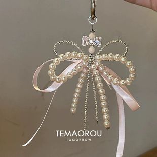 Bowknot Phone Case with Diamond Pendant Korean-Style Decorative Bag for Girls Fans Ballet with Beaded Bag Cc