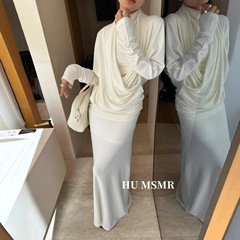 广州十三行HUMSMR秋上新爆款纯色百搭修身显瘦A字半身裙Y0112