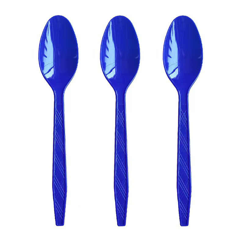 25 piezas transfronterizas Amazon PS desechable de plástico cuchillo, tenedor y cuchara vajilla de tres piezas conjunto de banquete de la torta del partido