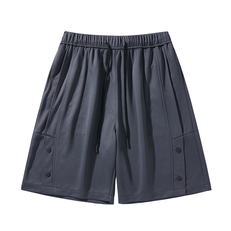 Summer Men's Knitted Shorts Middle-Aged New Sports Pants Mid-Waist Solid Color Trendy Loose Casual Five-Point Pants Men