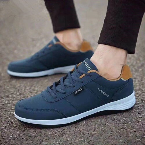 Leather Men's Fashion Casual Sports Shoes Korean Style Trendy Walking Running Shoes Lazy Shoes Breathable Comfortable Shoes