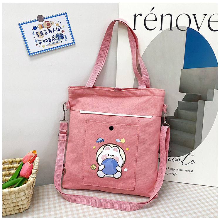 Wholesale of 2025 new cartoon casual canvas bags, large-capacity, fashionable and cute girl single-shoulder bags and tote crossbody bags undefined