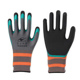 劳保手套尼龙丁腈浸胶挂胶棉线防滑耐磨工地防护男干活手套批发