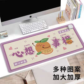 秋冬加热桌垫鼠标垫办公室卡通文字发热超大桌面电脑学生宿舍桌垫