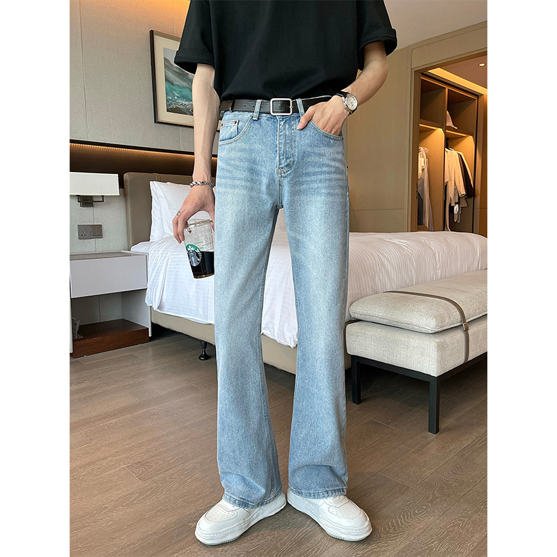 2026 nuevos jeans de verano delgados para hombres nuevos pantalones de color claro sueltos rectos de microboda para hombres