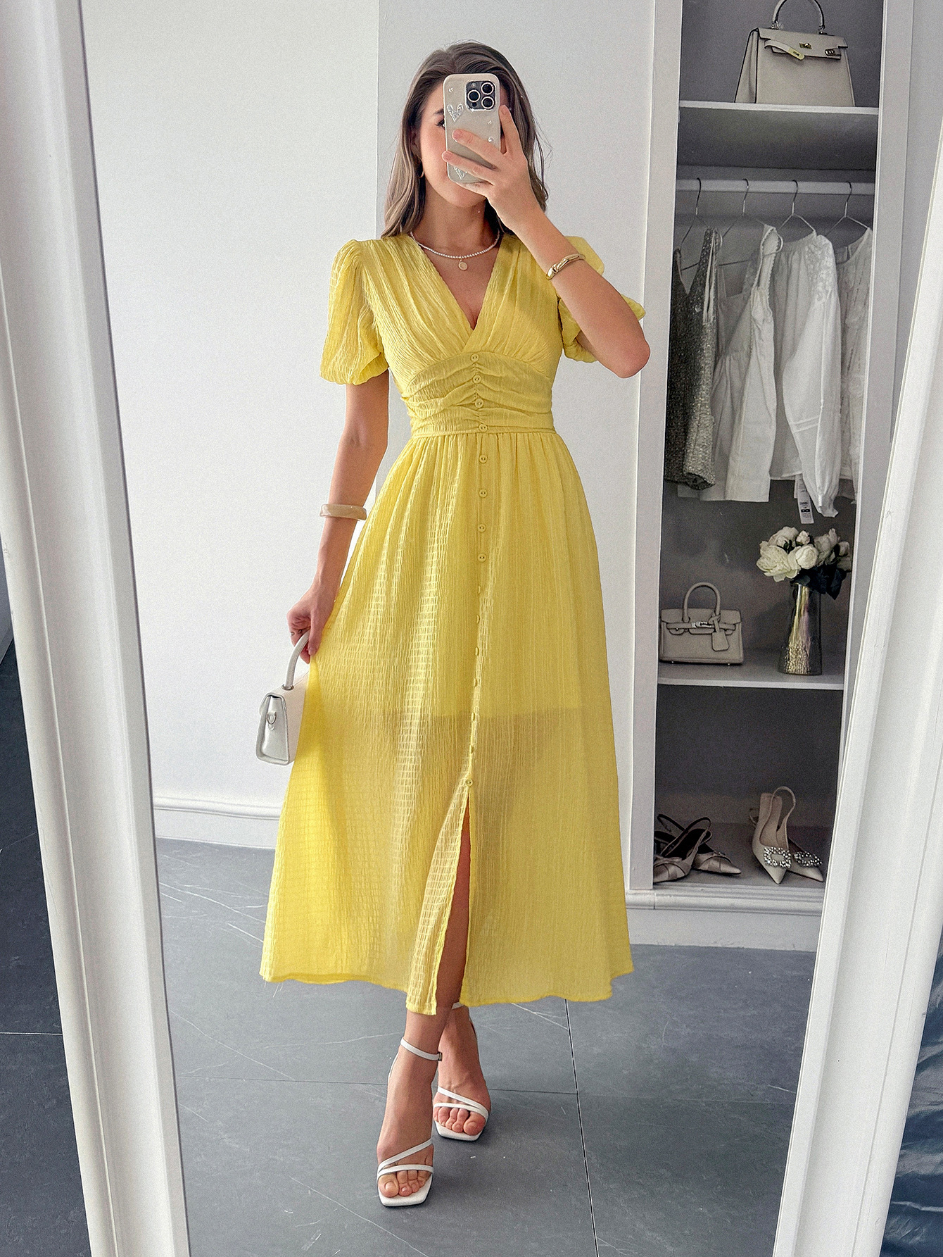 327g Weight Midi Dress Dress Length Type Short Sleeve Sleeve Length Sheath Dress Dresses Type Polyester Fabric Type Mid Waist Waist Line Casual, Daily Occasion V Neck Neckline Slim Fit Type Solid Color Pattern Summer Season Women's Gender Vacation Style Wholesale Women's Vacation Solid Color Casual Daily V Neck Short Sleeve Sheath Dress 8