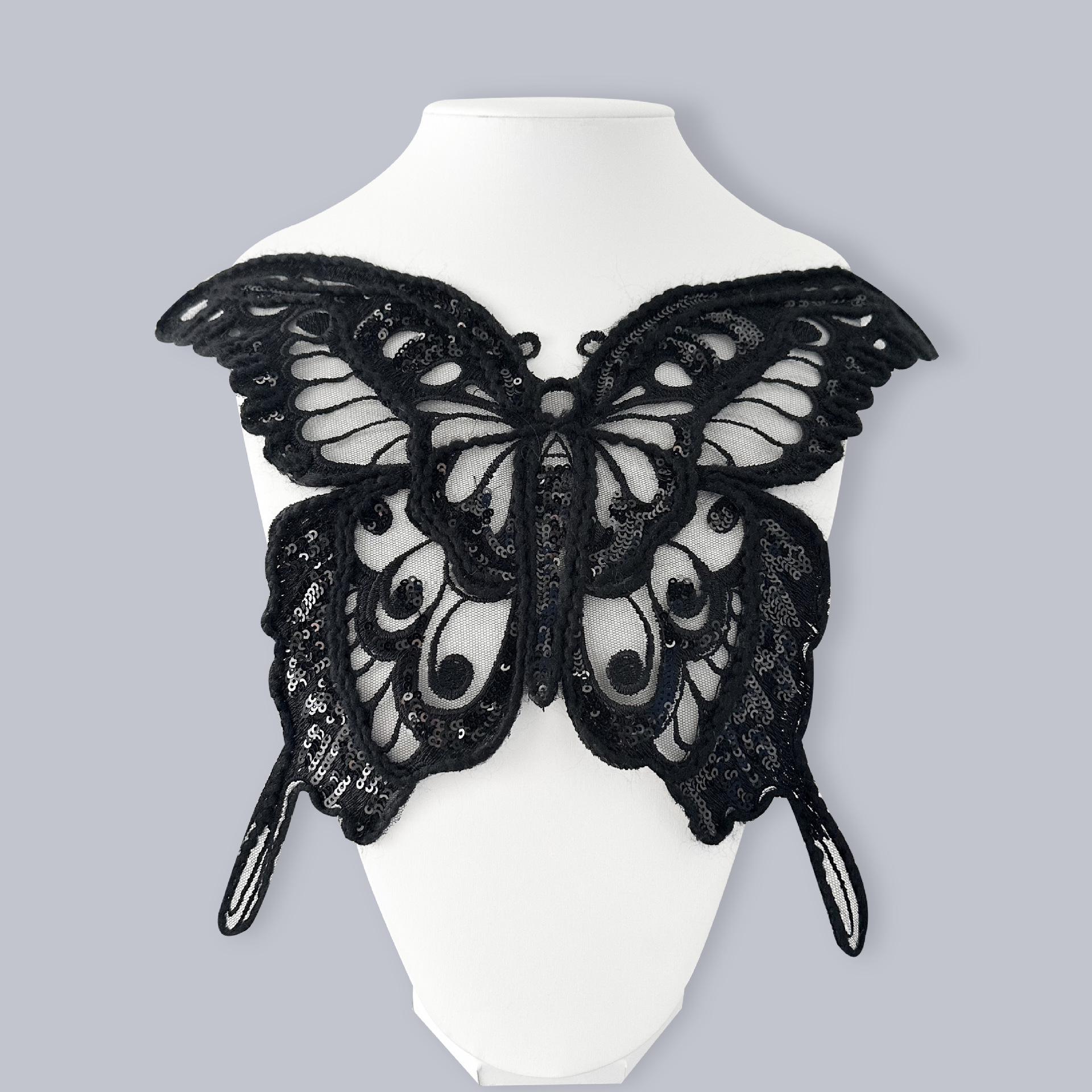 bordados transfronterizos mariposa ropa vestido accesorios de ropa infantil DIY blanco y negro decalca de encaje fábrica directa image 2