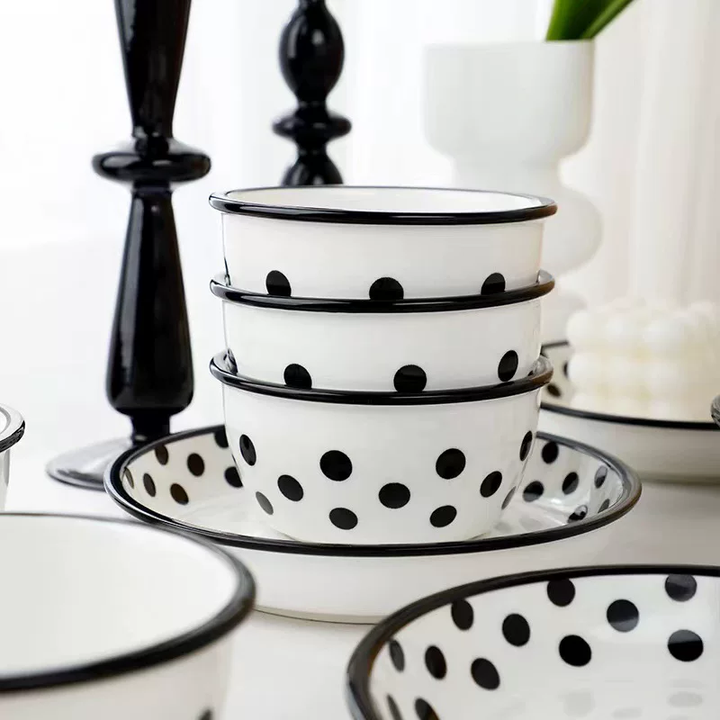 Hepburn storm ceramic dishes home 4.5 rice bowl sweet heart bowl sweet heart plate net red creative dishes deep plate