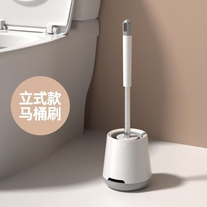 Nuevo cepillo de inodoro de silicona sin ángulo muerto de alto nivel con base colgante de pared tipo conjunto de almacenamiento alargado inodoro transfronterizo