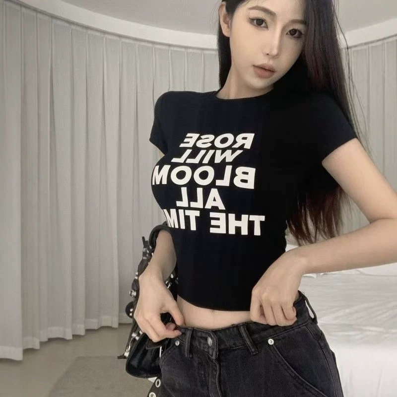 Camiseta de Manga Corta para Mujer de Poliéster con Cuello Redondo para Uso Diario