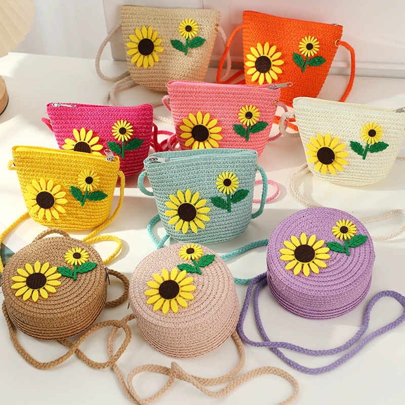 Летняя детская сумка, женская соломенная сумка в пасторальном стиле, тканая сумка, новинка 2025 года, милая модная соломенная сумка через плечо для девочек