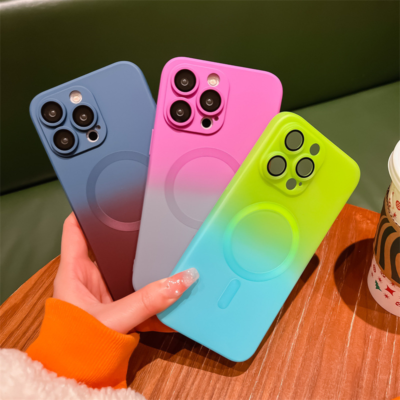 60g Weight iPhone Applicable Brands Silica Gel Material Gradient Color Pattern INS Style Style Ins Style Gradient Color Silica Gel Phone Cases 1