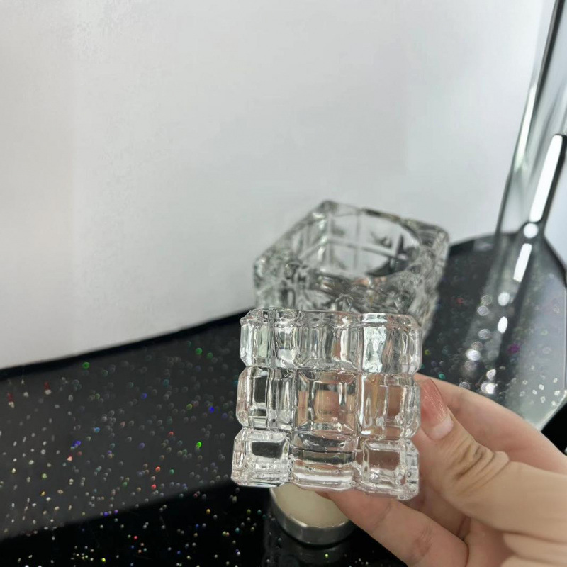 Candelaria de vidrio de cristal cuadrado creativo de pequeñas plantas tazas de maceta de vidrio transparente tazas perfumadas decoración de mesa