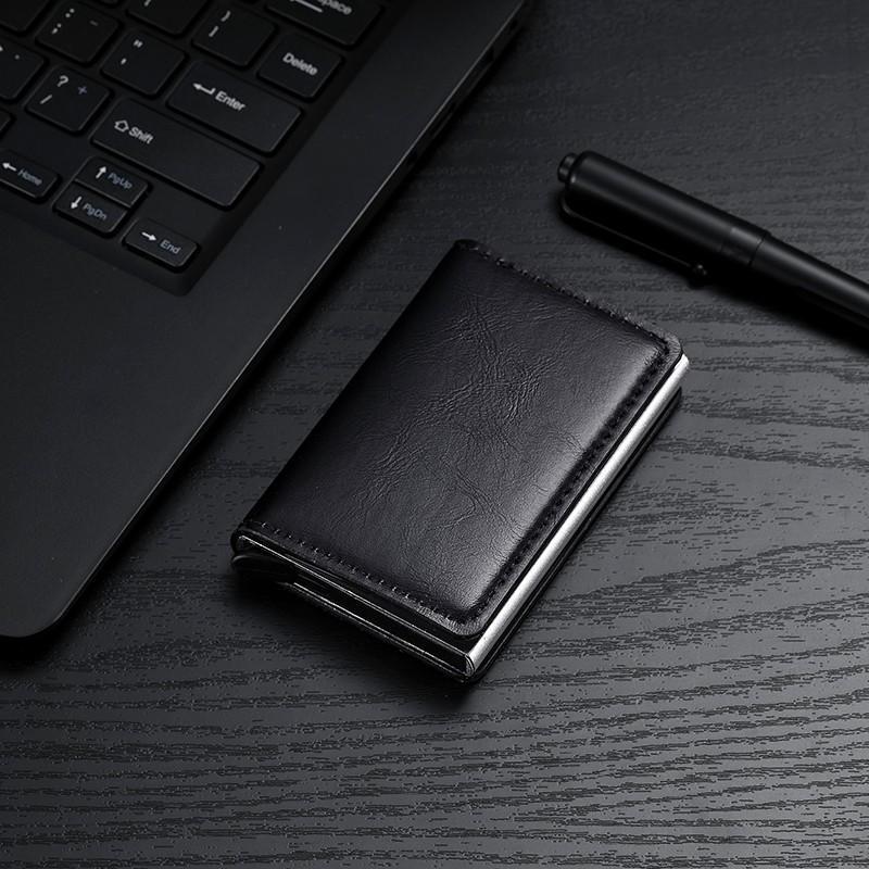 Anti-robo transfronterizo anti-magnético metal elástico bolsa de tarjetas de crédito caja de metal de aluminio para hombres bolsa de tarjetas de plata