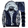 Amazon Autumn and winter man Hooded Color matching Plush thickening Sweater Large leisure time motion suit