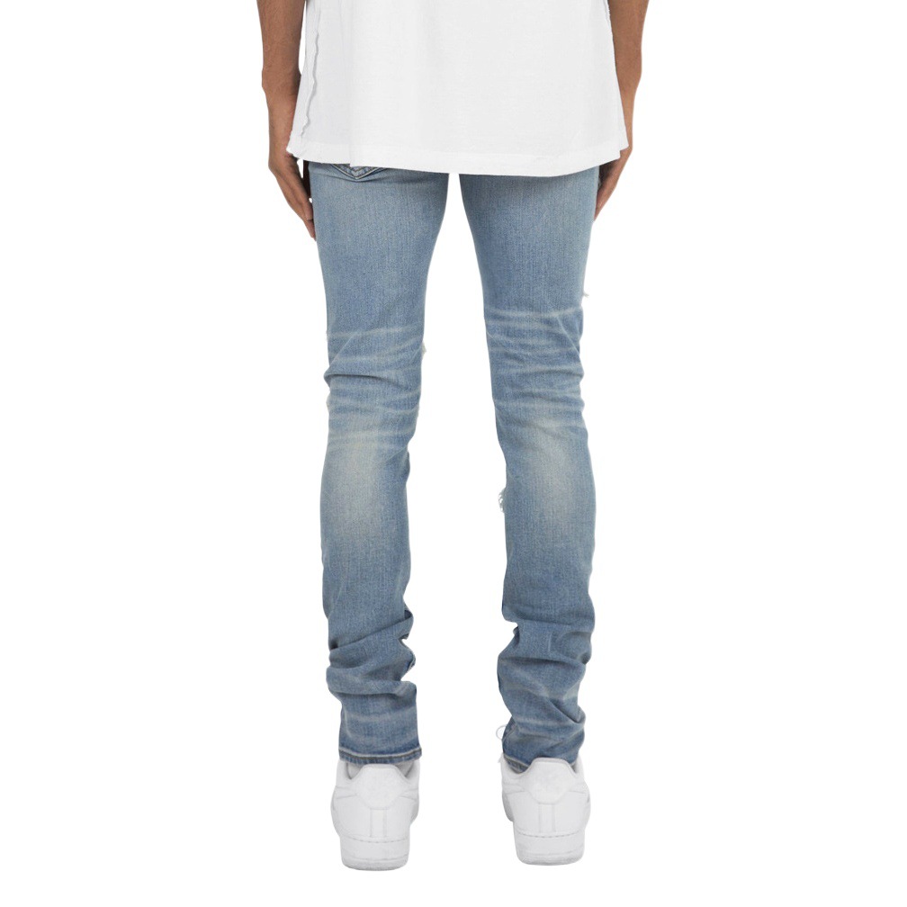 2022 moda europea y americana Comercio exterior estilo de la niebla perforación en caliente rasgado pantalones vaqueros de los hombres personalidad Slim stretch jeans de los hombres