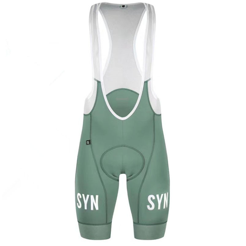 Pantalones de ciclismo verde claro + tirantes blancos