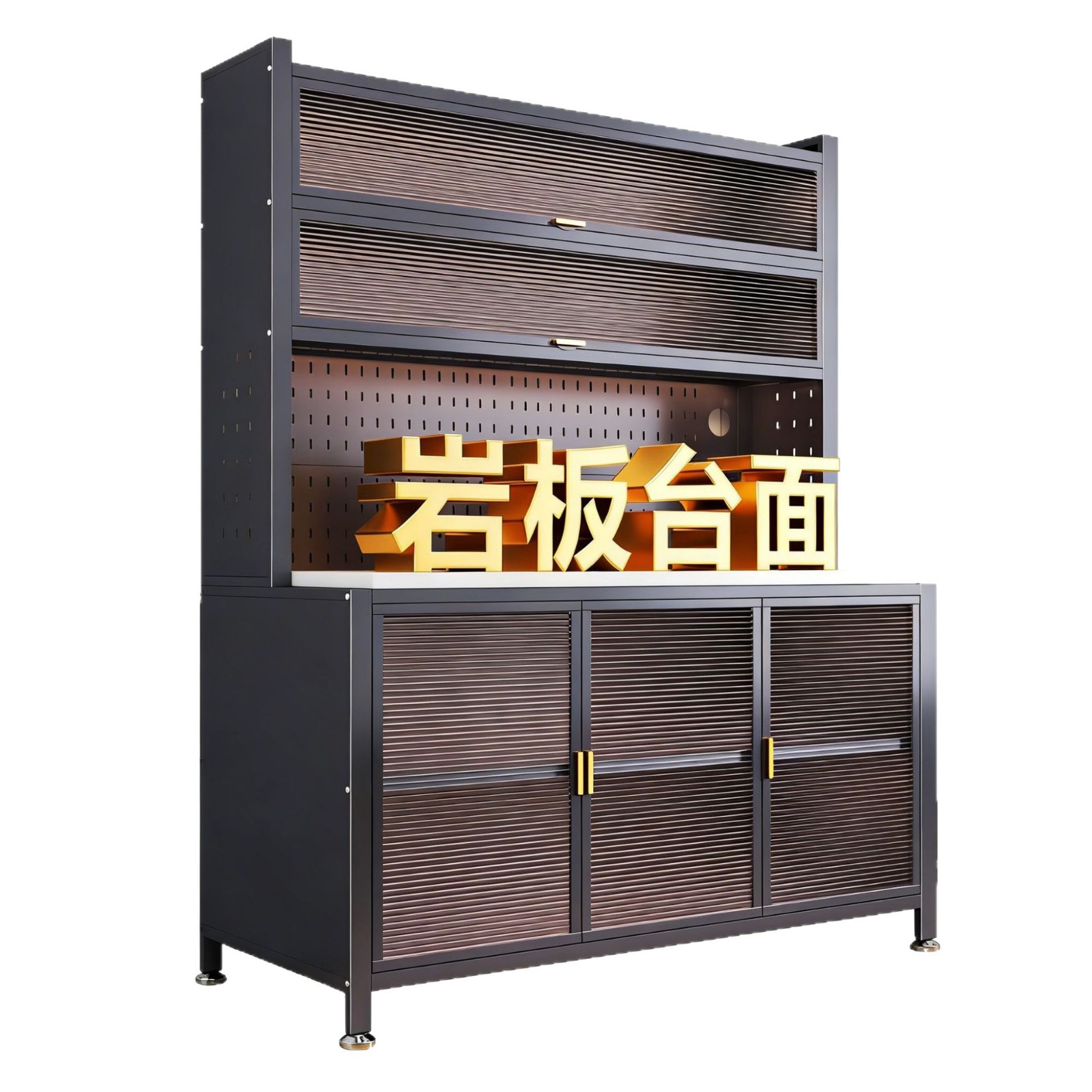 Gabinete de comedor de cocina estante de almacenamiento piso multicapa horno de microondas estante de almacenamiento armario multifuncional armario de tablero de roca armario