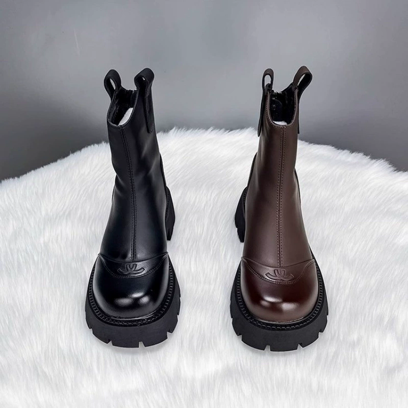 Martin сапоги женский 2024 новый осенний и зимний бархат оптовая продажа толстого дна, дикие сапоги челси маленькие сапоги