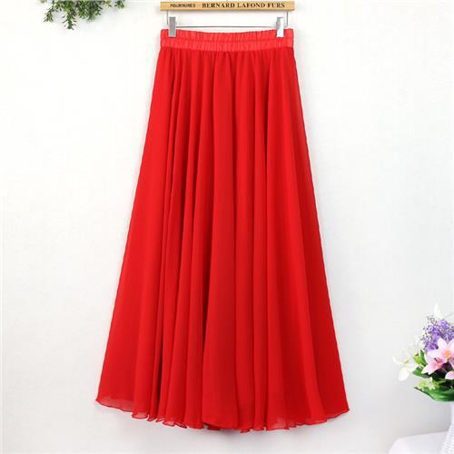 High-Waisted Slimming Chiffon Long Skirt Spring and Summer Dance Skirt Mid-Length Fairy Student Wear Gauze Skirt Large Size
