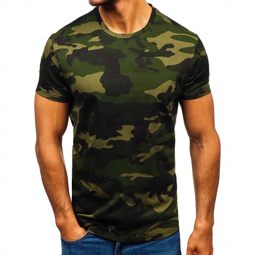 Camiseta de manga corta suelta transpirable de malla de todo fósforo de la calle principal con estampado digital 3D de camuflaje multicolor retro clásico