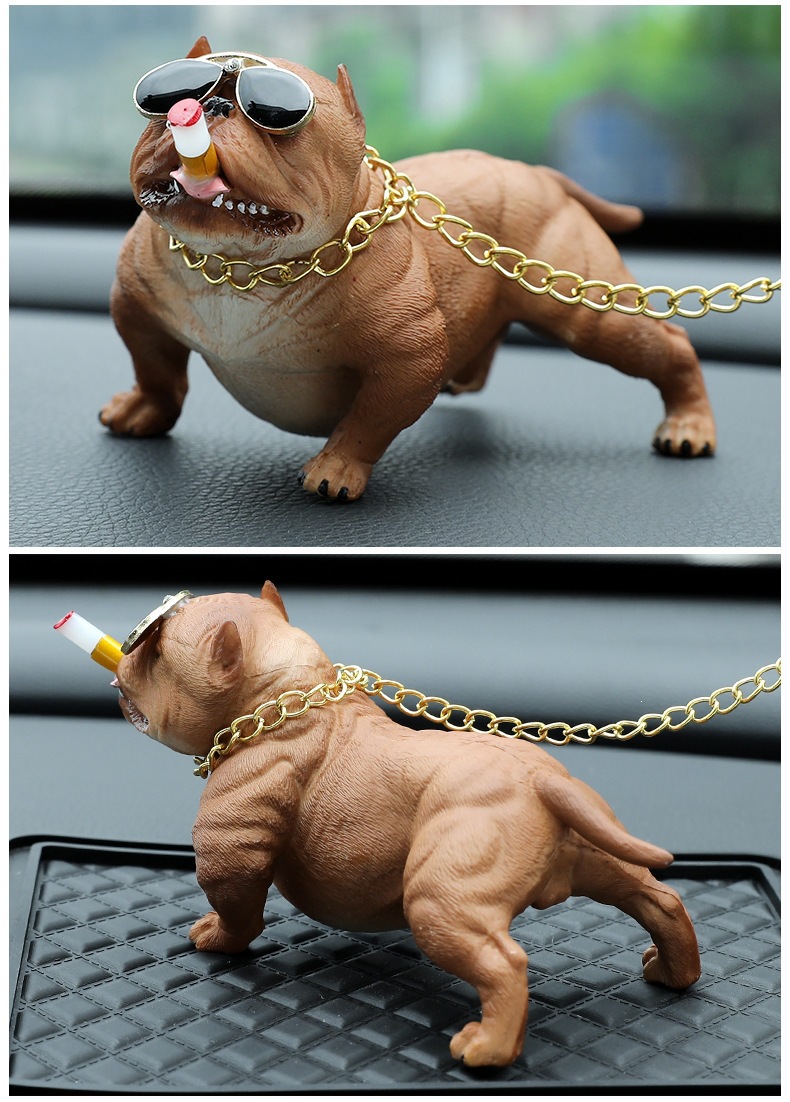 Car-Mounted Internet Celebrity Bully Dog Car Dashboard Personalized Creative Social Dog Decoration Items Small Car Ornaments