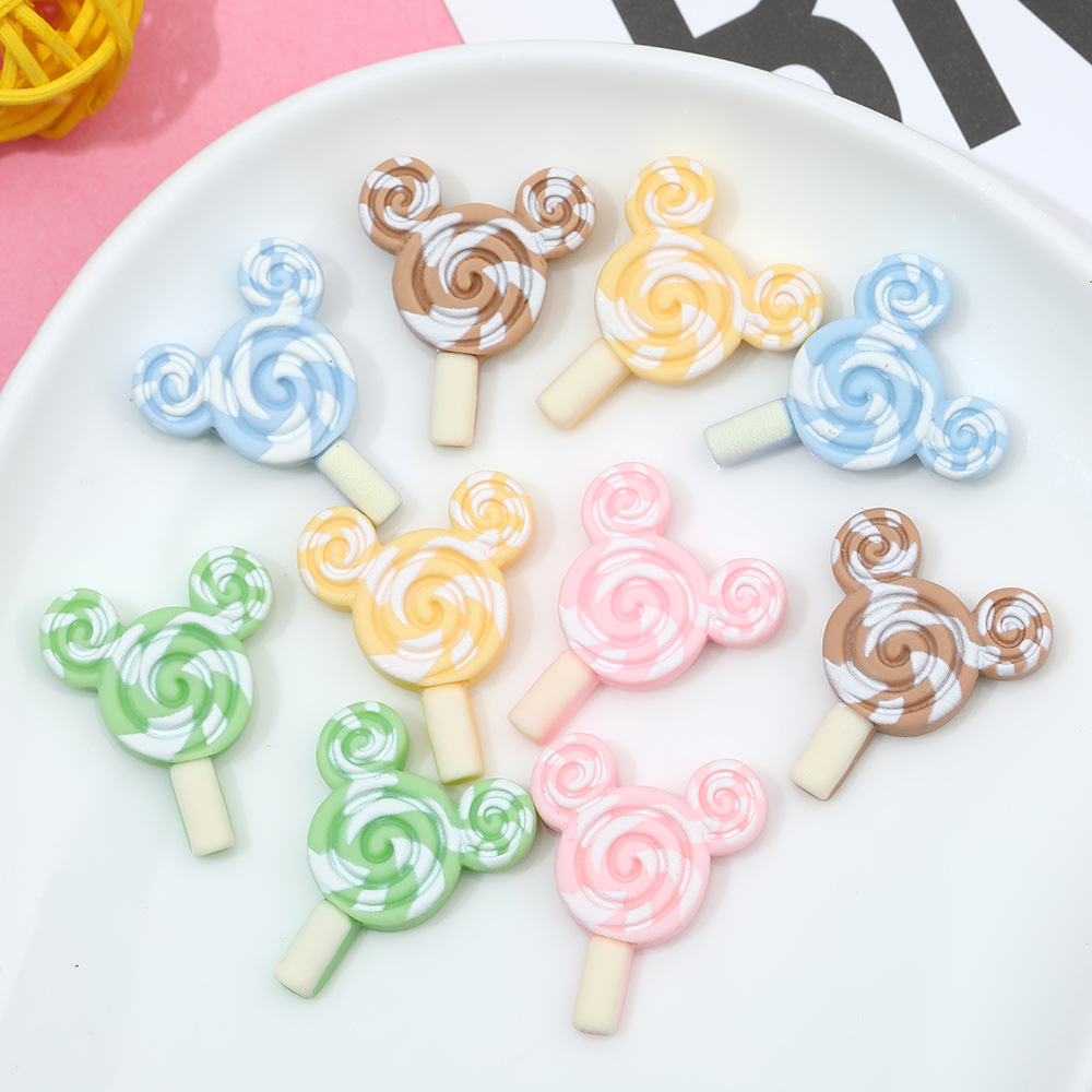 Macaron color oso Lollipop resina accesorios DIY crema pegamento teléfono caso accesorios para el cabello parche hecho a mano al por mayor