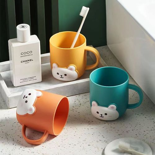 Small Bear Handle Luxury Toothbrush Cup, Dormitory Toothbrush Cup for Students, Cartoon Bathroom Toothbrush Cup for Children