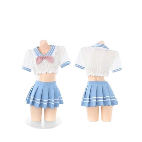 Lingerie Sets - High-Grade Pure Love Schoolgirl Sweet Nipple-Baring Split JK Uniform Set - Sexy and Pure Desire Lingerie