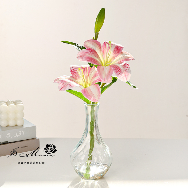 Flores falsas de vidrio de agua falsas flores de lirio bonsai flor de moda decoración creativa plantación verde artificial simulación maceta