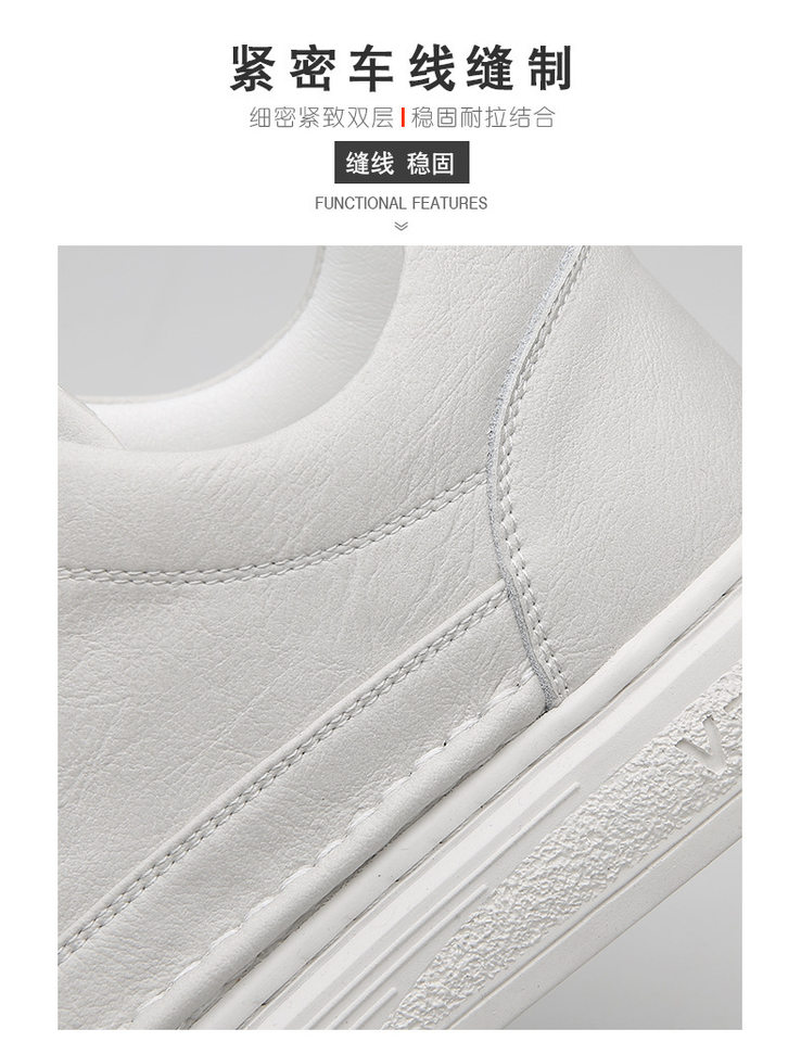 Giày sneaker nam da bò thật phối da, đế bằng mềm, cổ thấp, dây thun co giãn — GX2036 kaki, GX2036 màu trắng, GX2036 màu xám chi tiết 12