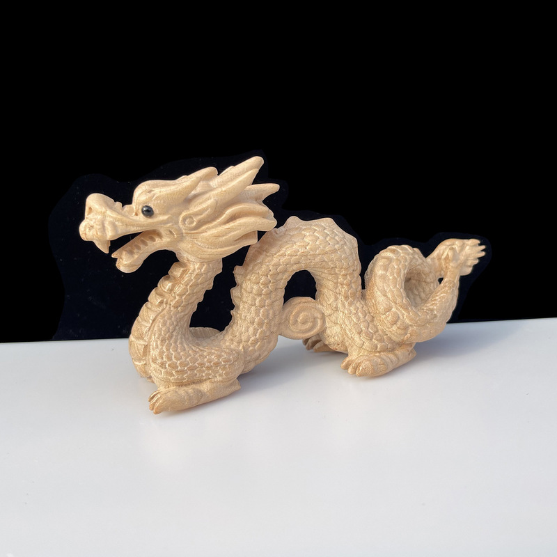 ピーチウッドドラゴン Qinglong 装飾品未塗装工芸品リビングルーム寝室コーナーマスコット丸太彫刻ドラゴン干支ドラゴン|undefined