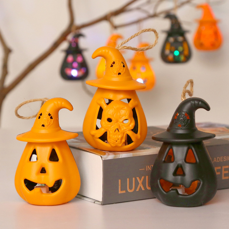 国境を越えたハロウィーンの手提げカボチャの頭カボチャのランプの場所の雰囲気配置道具LEDカボチャのランプのペンダント|undefined