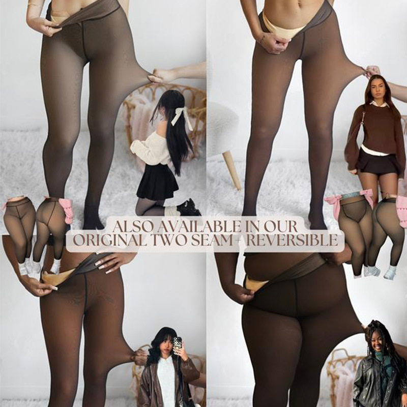 Tk Wool Lined Leggings Magic Fleece Lined Tights Cross-Border Amazon Warm Black Translucent Pantyhose