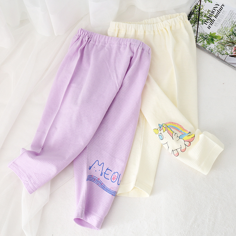 Japanese-Style Summer Thin Children's Harem Pants with Horizontal Stripes, Pure Cotton, Soft Mosquito-Proof Pants for Boys and Girls, Home Long Pants Wholesale