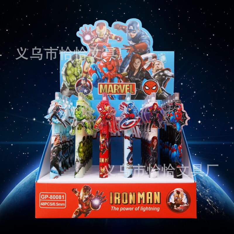 Marvel Patch Press Pen Avengers Student Gel Pen Acrylic Patch 0.5mm Student Stationery Pen