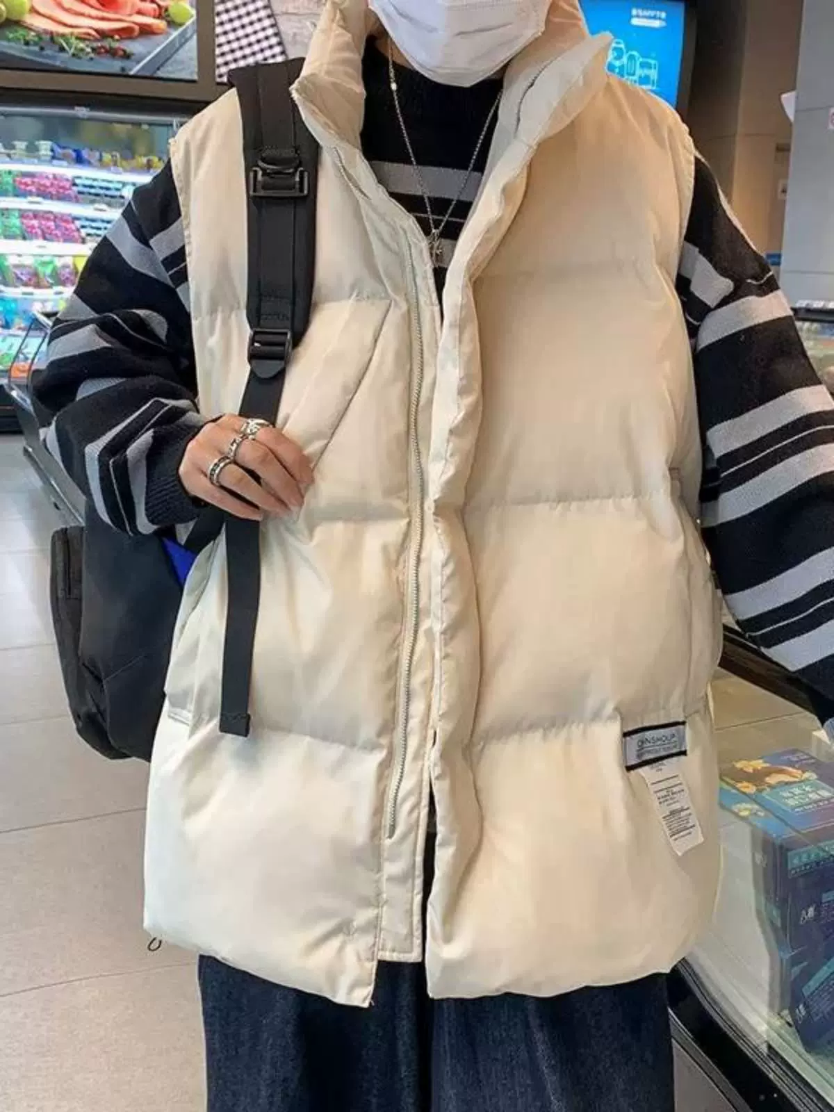 Demi-season brand vest, jacket for leisure, oversize, increased thickness