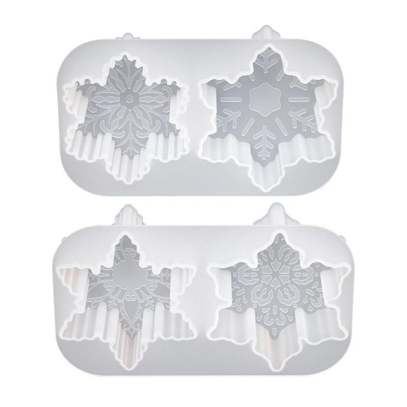Diy水晶滴ゴム樹脂二連雪花ろうそくシリコン金型クリスマス飾りろうそく石膏雪花金型|undefined