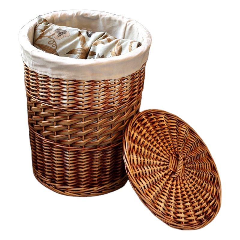 Fábrica en stock cesta de ropa de mimbre con tapa dormitorio ropa sucia cesta de almacenamiento cama y desayuno dormitorio misceláneas caja de almacenamiento de juguete