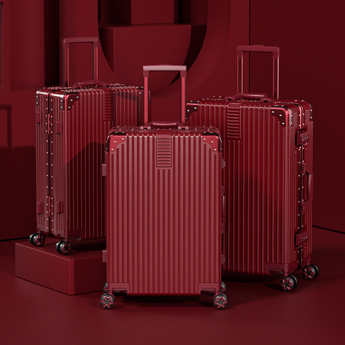 Wedding Luggage Honeymoon Suitcase Red Box Wheeled Suitcase Women's Leather Box Wedding Password Bridesmaid Dowry Box Pair
