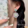 Blue earrings, flowered