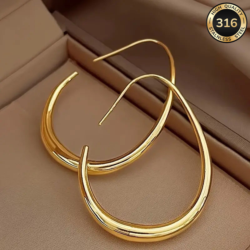 316 European and American Style Egg-Shaped Round Stainless Steel Earrings for Women, Trendy and Stylish Geometric Earrings 316 European and American Style Egg-Shaped Round Stainless Steel Earrings for Women, Trendy and Stylish Geometric Earrings